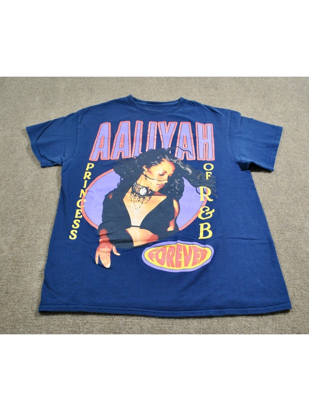 Aaliyah Princess of R&B Forever Artist Hip Hop Rap Album Music Navy Shirt Large